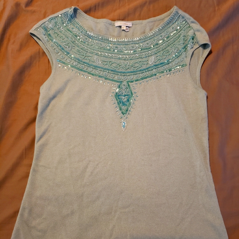 Beautiful Escada cap sleeve beaded top